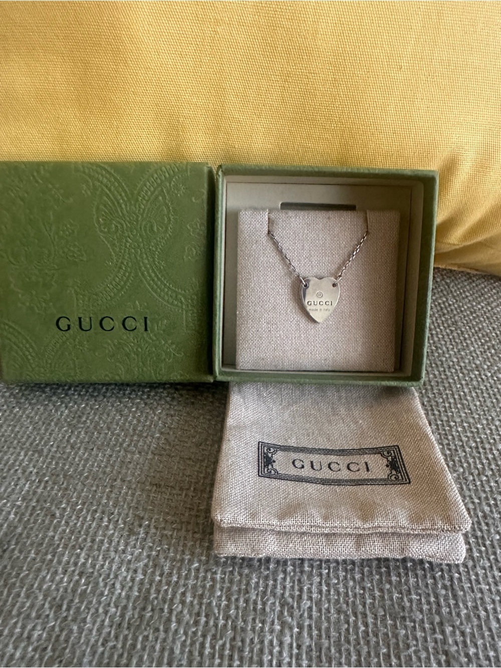 Gucci Heart Logo Pendant Necklace - Silver